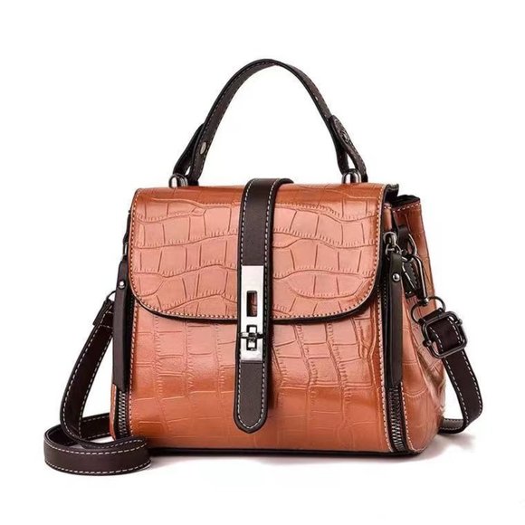 Brown leather handbag